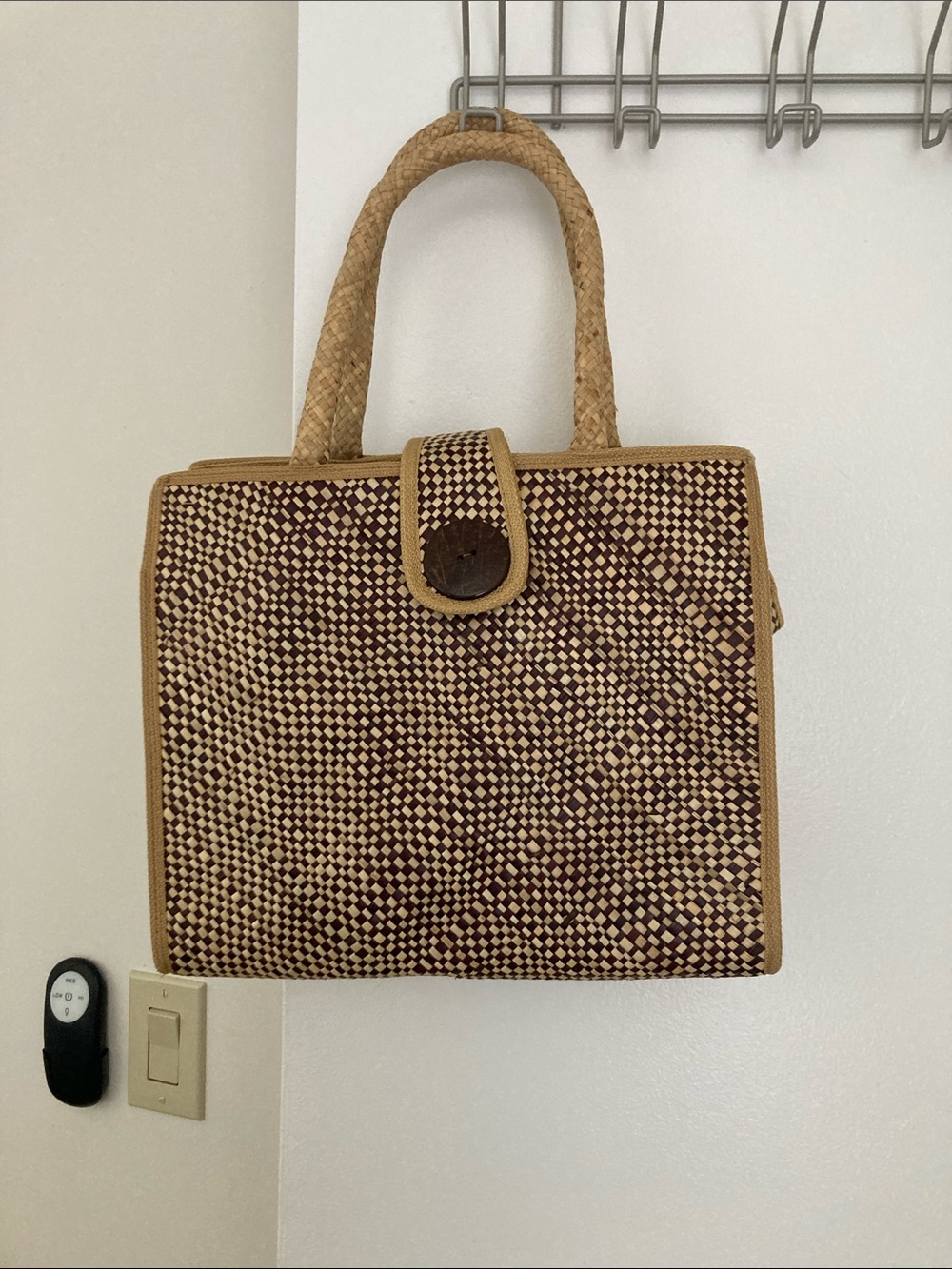 Woven Straw Tote Bag in Natural Brown